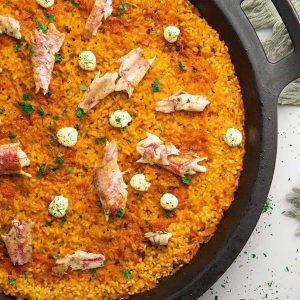 Arroz a banda con pescado de roca