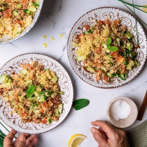 Taboulé a la menta con tomates secos y cebollino